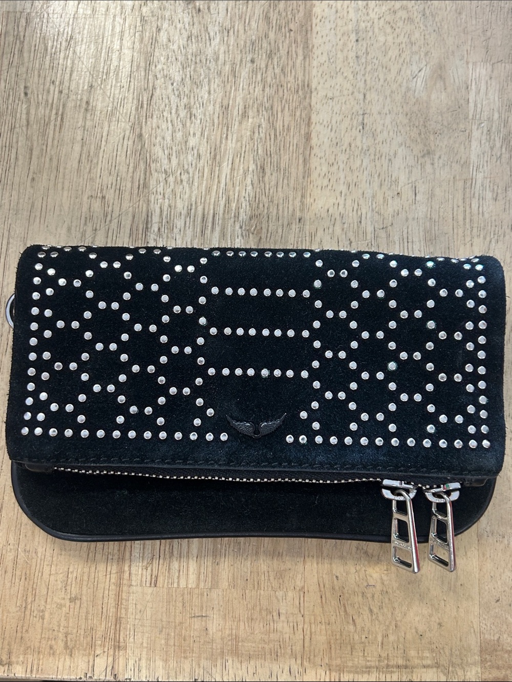Black Studded Zadig & Voltaire Suede Women’s Clutch wallet